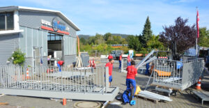Vorbereitung der Balkone auf dem Firmenhof